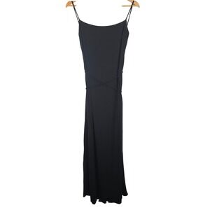 VTG BCBG MaxAzria Collection Black Maxi Dress Strappy Open Back Size 8 Y2K